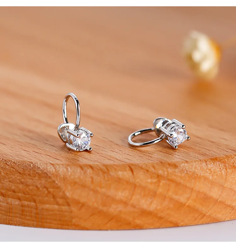 Small Earclip Горячая Мода Блестящий кубический циркон Звезда Серьги-клипсы u-образный кристалл горный хрусталь простые серьги для женщин Свадебные ювелирные изделия - Окраска металла: Small Earclip