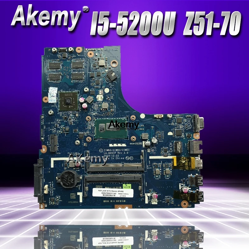 

AIWZ0/Z1 LA-C281P Laptop motherboard for Lenovo Z51-70 Test original mainboard I5-5200U R7-Video