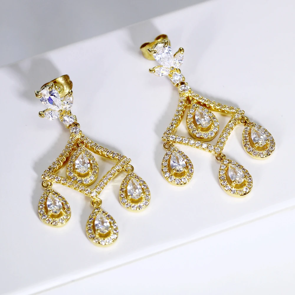 White/Gold color jewelry fast delivery statement jewellery copper elegant drop earrings for women New Water drop earring