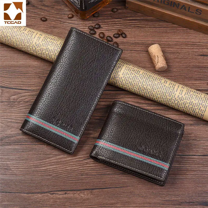 

Men's wallet leather stripe long short purse Zipper coin bag Thin wallets kartaklach men Credit card holder portafoglio uomo