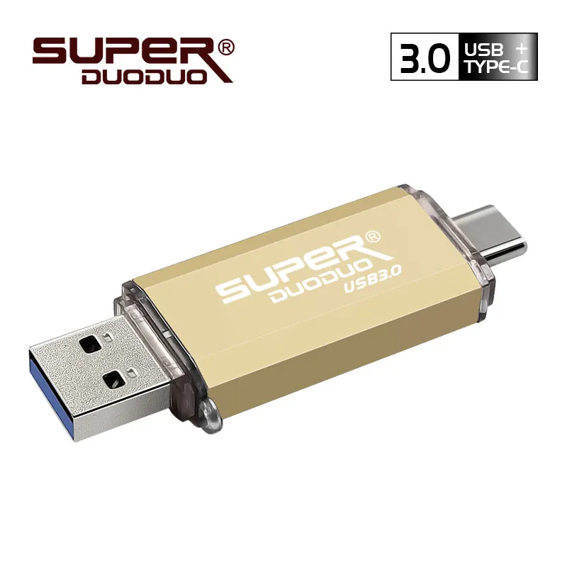 Цветной USB 3,0 type-C usb флэш-накопитель Флешка 16 ГБ 32 ГБ 64 ГБ 128 ГБ usb-флэш в виде ключа флеш-накопитель usb3.0 для телефона type C - Цвет: champagne