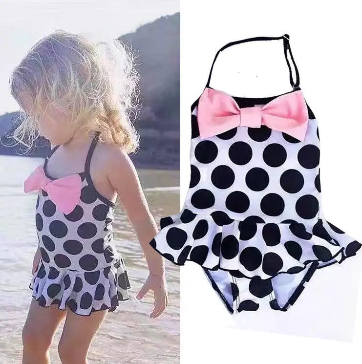 

ITFABS Toddler Kids Swimming Costumes Baby Girls Bow Dot Bikini Swimwear Summer Beach Tankini Bathing Suit Swimsuit Beachwear