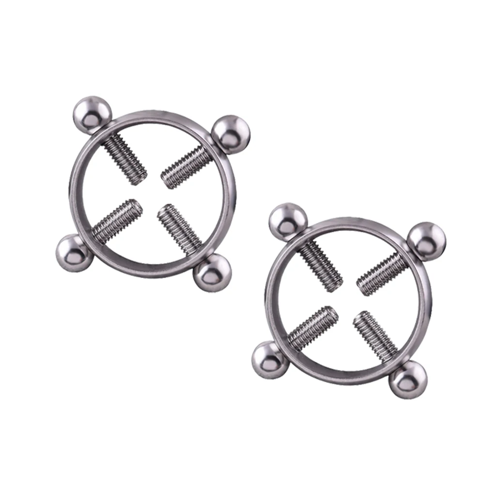 2pcs Stainless Steel Adjustable Screw Circle Barbell Nipple Ring Piercing Stylish Jewelryin