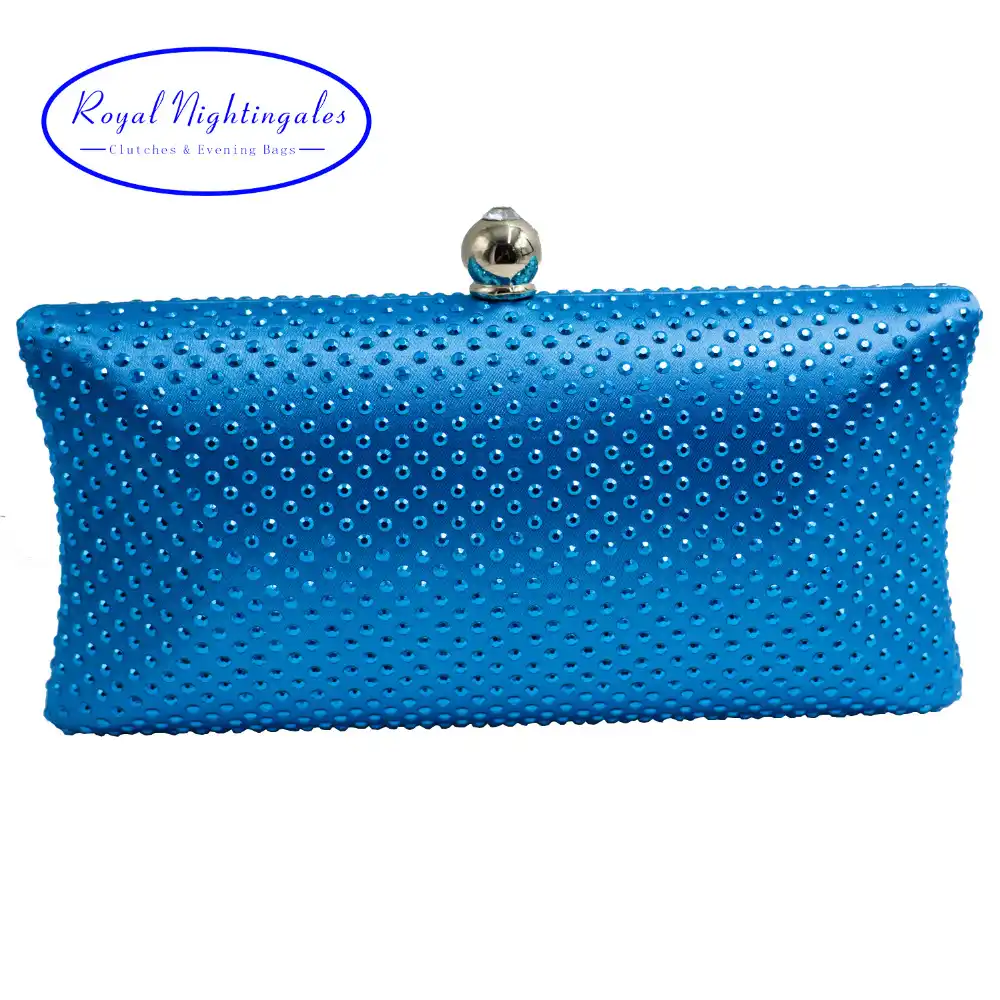 navy and rose gold clutch bag
