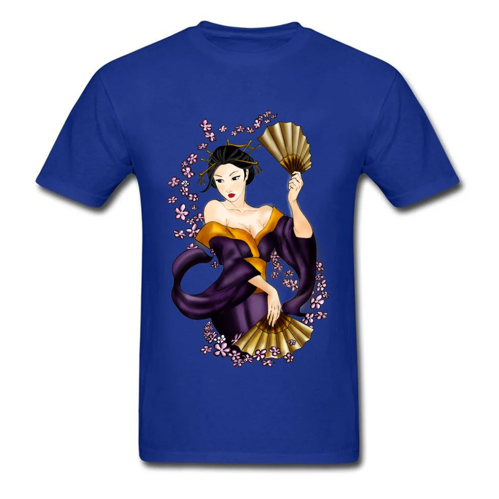 New Arrival Men's Tops Shirt GEISHA Custom Tshirts All Cotton Short Sleeve Leisure T Shirt Round Collar Drop Shipping GEISHA blue