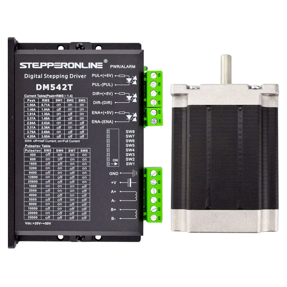 

1 Axis Nema 23 kit Stepper Kit CNC 1.9Nm(269oz.in) Nema 23 Stepper Motor 1.8 deg & Driver 1.0-4.2A 20-50VDC