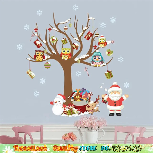 home christmas decoration wall stickers owl tree snowman elk deer santa claus wall art decals diy - Christmas Wall Art Decor home christmas decoration wall stickers owl tree snowman elk deer santa claus wall art decals diy - Christmas Wall Art Decor