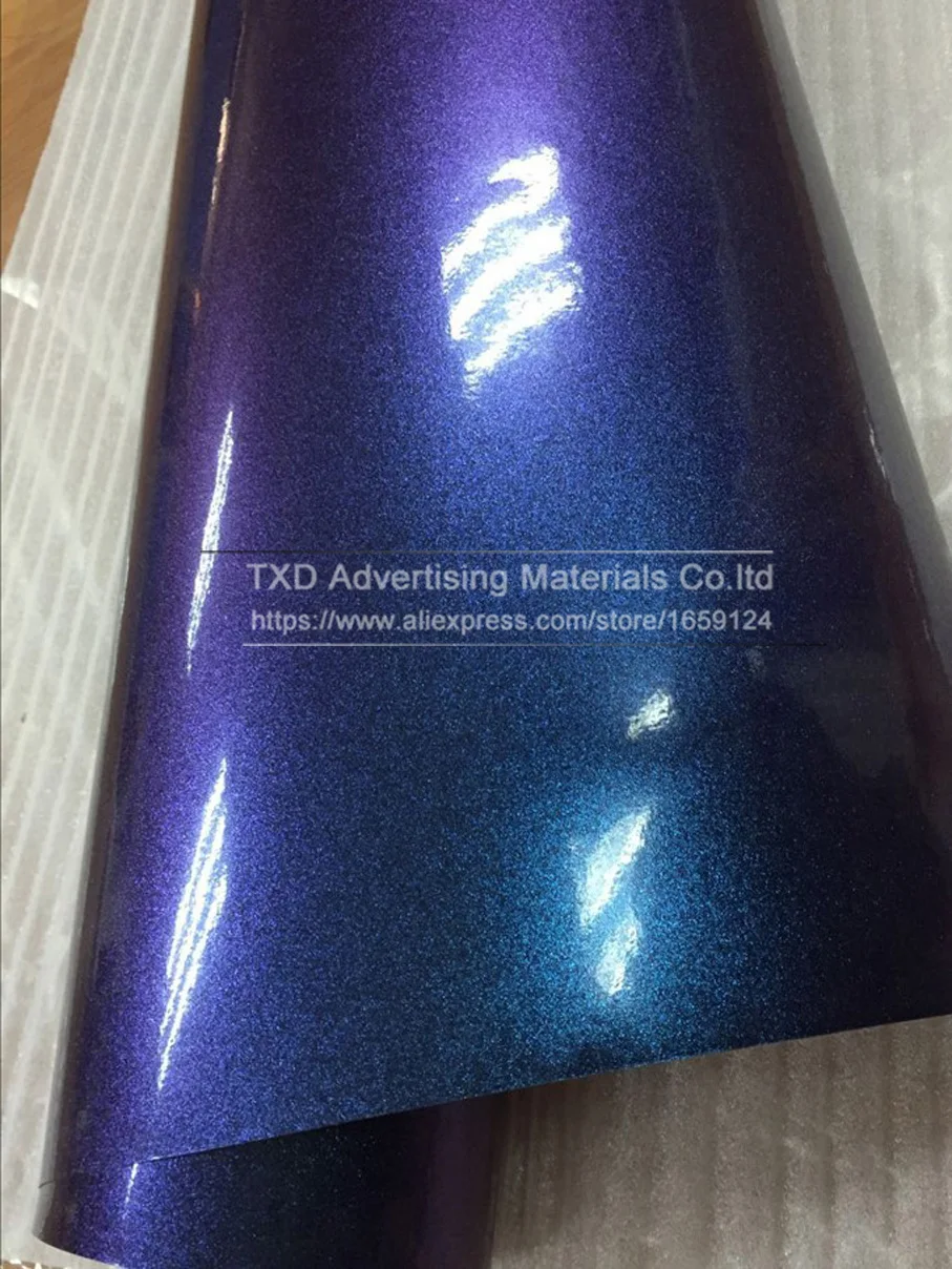  5M/10M/15M/20MX152CM/Roll Light blue to Purple Pearl Gloss Chameleon Vinyl Wrap Film With Air Bubbl