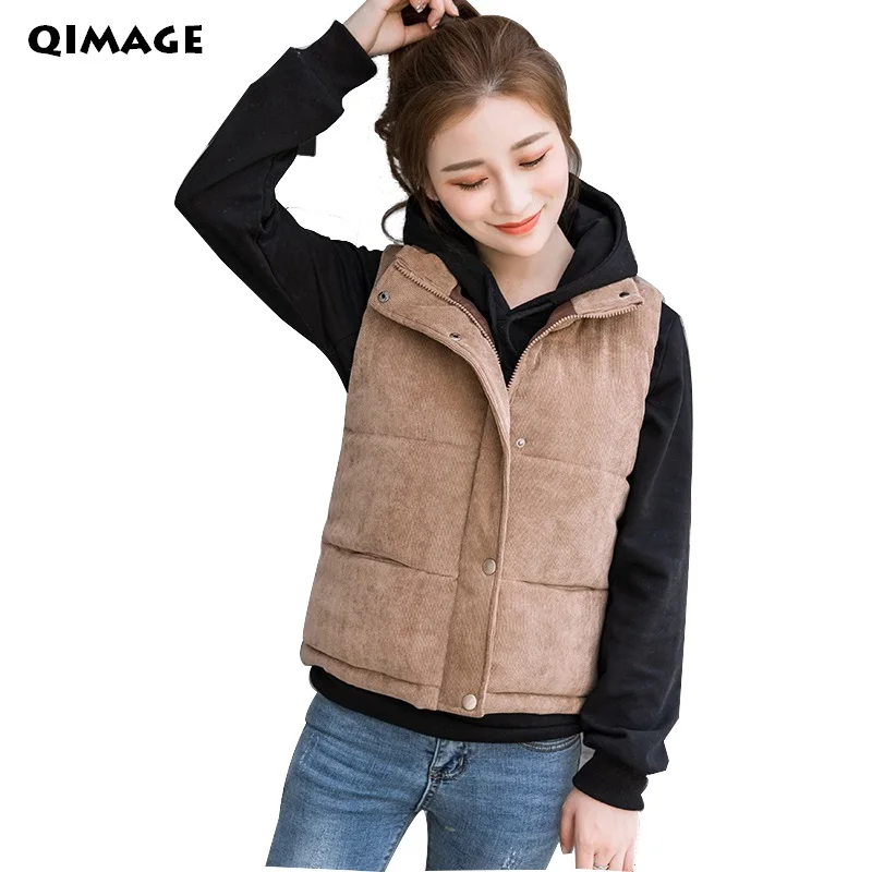 

New Women Vest 2018 Fashion Winter Solid Vest Corduroy Fabric Warm Waistcoat Silm Female Cotton Sleeveless Vest Plus Size M-XXXL