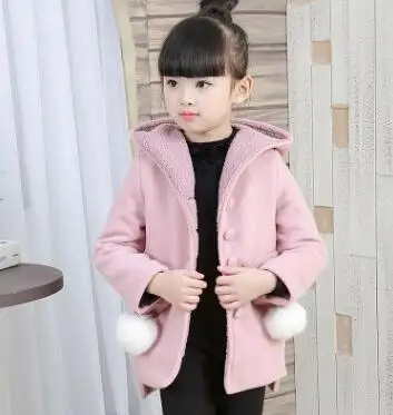 Новинка года, пальто для девочек утепленное пальто для больших детей Детская верхняя одежда для девочек - Цвет: Розовый