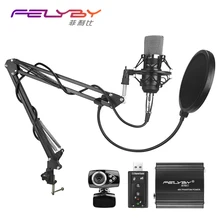 Высококачественный проводной Стерео конденсаторный микрофон с держателем и зажимом, крепление для общения, пения, караоке, ПК, ноутбука, BM 700