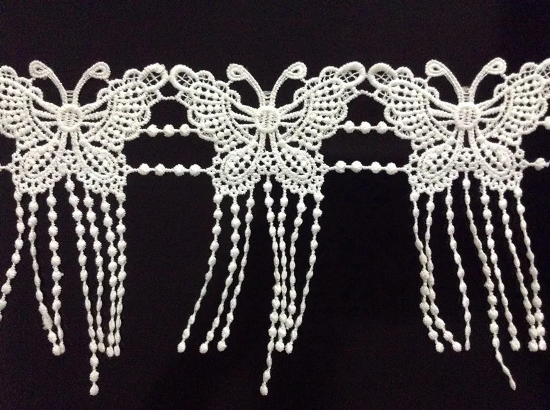 

12.8cm milk fibre butterfly motif embroidery lace fringe trim,soft and elegant motif lace,butterfly motif lace,XERY0524G