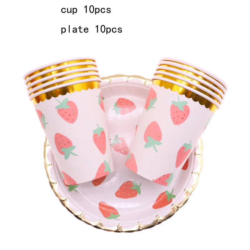 

45pcs Strawberry Theme Party Supplies Plate Cup Straw for kids birthday Party Decoration Wedding Decoration Baby Shower Supplies