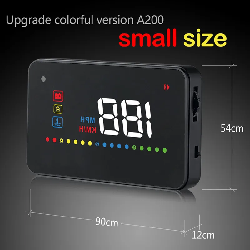 GEYIREN A200 hud автомобильный универсальный дисплей Спидометр obd2 температура воды