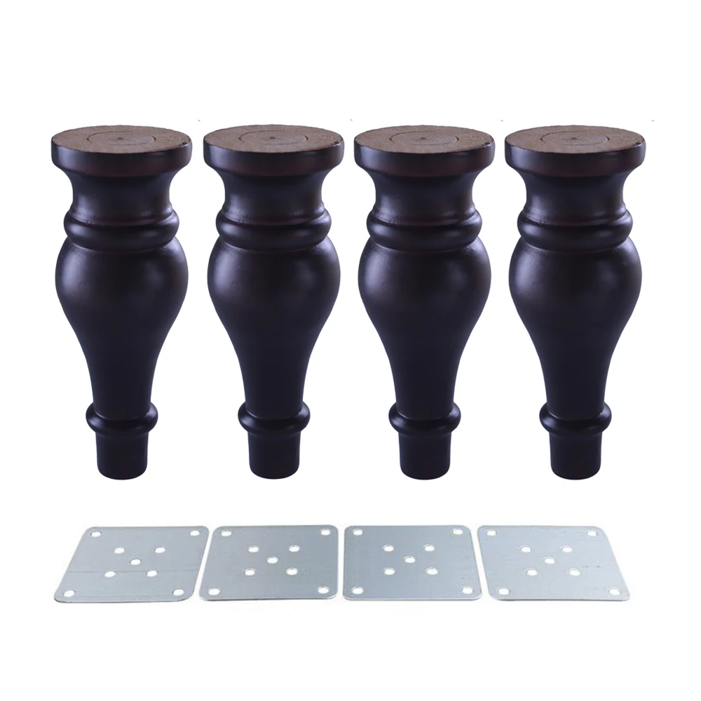 180x65x25 мм в форме тыквы черные эвкалипта деревянные ножки для мебели с железным листом диван стол Шкаф ножки набор из 4