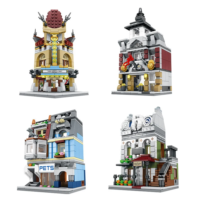 

Sembo Mini City Street Pet Restaurant Fire Department Cinema Shop Store 3D Model Blocks Bricks Building Educational Toy Legoing