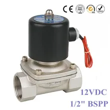 1/" BSP Нержавеющая сталь 304 нормально закрытый электромагнитный клапан, работающего на постоянном токе 12 В в воды, воздуха, масла