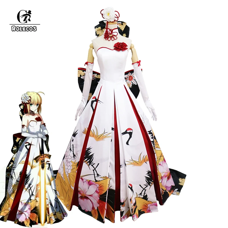 ROLECOS Fate Stay Night Altria Pendragon Косплей Костюм саблей Arturia журавль свадебное платье| |