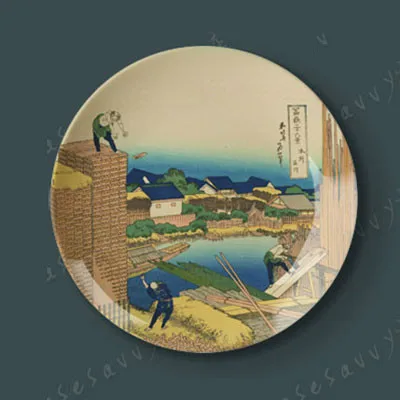 6 дюймов Tomitake Thirty Six King декоративная тарелка подвесная тарелка Hokusai японская керамическая дисковая Тарелка декоративная тарелка на стену - Цвет: 03