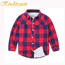 Kindstraum/ г. новая зимняя одежда Лидер продаж, Детская плотная рубашка в клетку теплая хлопковая Осенняя повседневная одежда с длинными рукавами для мальчиков NC022