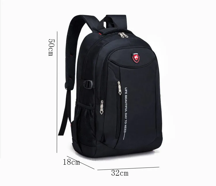 Высококачественный нейлоновый мужской рюкзак с большой вместительностью, Одноцветный рюкзак для путешествий на большие расстояния, молодежная школьная сумка для книг