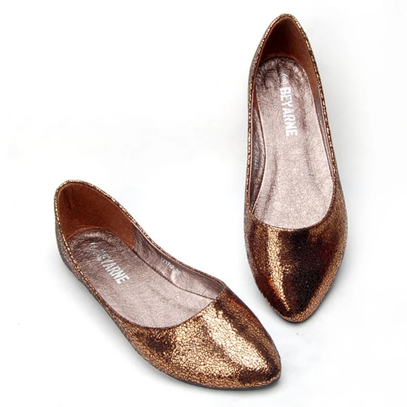 Fire cracks comfortable flat single shoes plain pointed toe flat heel dipper shoes soft outsole boat