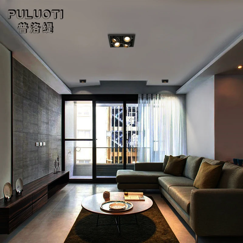 

LED single-head/three-head zoom focus lamp 3X7W 4X7W embedded ceiling lamp square/rectangular tube lamp