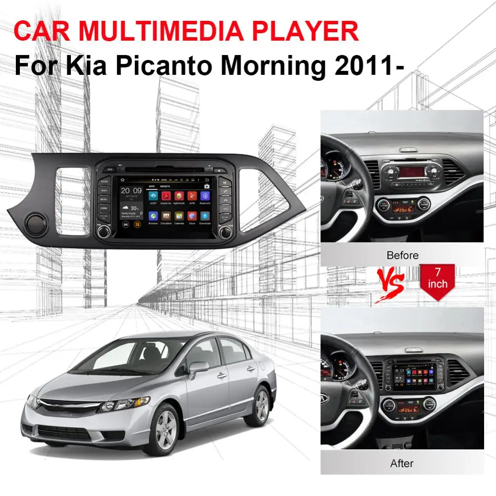 Sale 4G LTE Android 8.0 Octa Core Car PC Stereo DVD Player For Kia Picanto Morning 2011-2016 Multimedia GPS Radio Head Unit WIFI 3