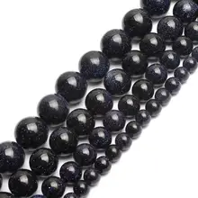 Grânulos de arenito azul escuro natural pedra solta redonda sitara estrelas contas para diy jóias fazendo 4 6 8 10 12mm