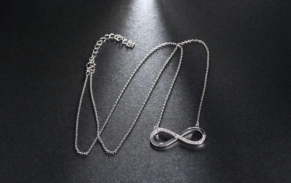 ORSA JEWELS 2017 AAA Brilliant Austrian CZ Infinity Pendant Silver Color Necklace for Women/Lover Fashion Jewelry Gift ON112 30