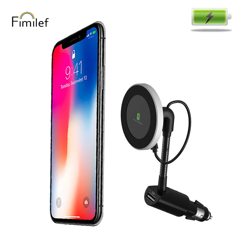 Fimilef جديد تصميم تشى سيارة لاسلكية شاحن المغناطيسي جبل حامل ل فون X 8 سامسونج ملاحظة 8 S8 سيارة حامل اللاسلكية شحن