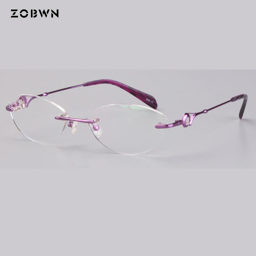 

ZOBWN Fashion rimless Eye Glasses Frames Brand Men New Women Computer Frame cat Eyewear for reading lens Armacao Oculos De Grau