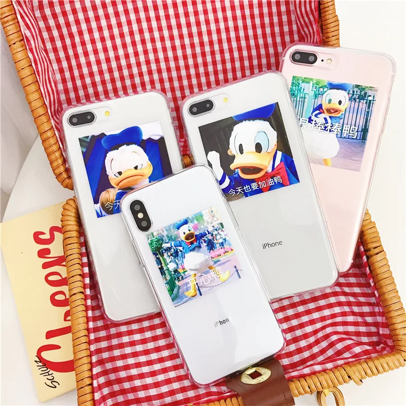 Fashion Go Fighting Duck Kawaii Case for iPhone6 7 8 Plus X Clear Tpu Lovely Chinese iPhoneX 6s 8Plus (LES901) |