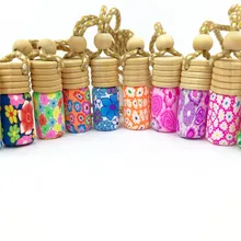 10 шт./лот, 5 мл, мини бутылка для духов с винтовым принтом, полимерная глина, пустая маленькая бутылка для духов многоразового использования, подвеска для автомобиля, персонализированный подарок