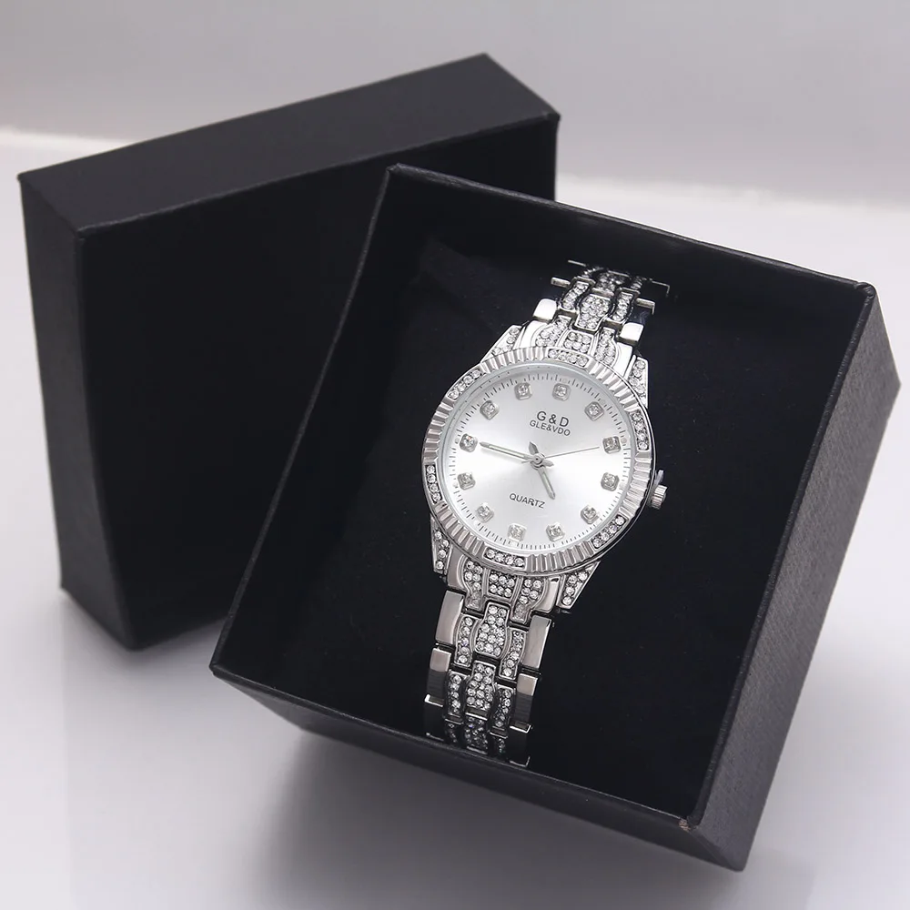 Новая мода G& D Брендовые женские кварцевые часы Wriswatch золото/серебро Нержавеющая сталь ремень Relojes Mujer роскошные женские часы-браслет
