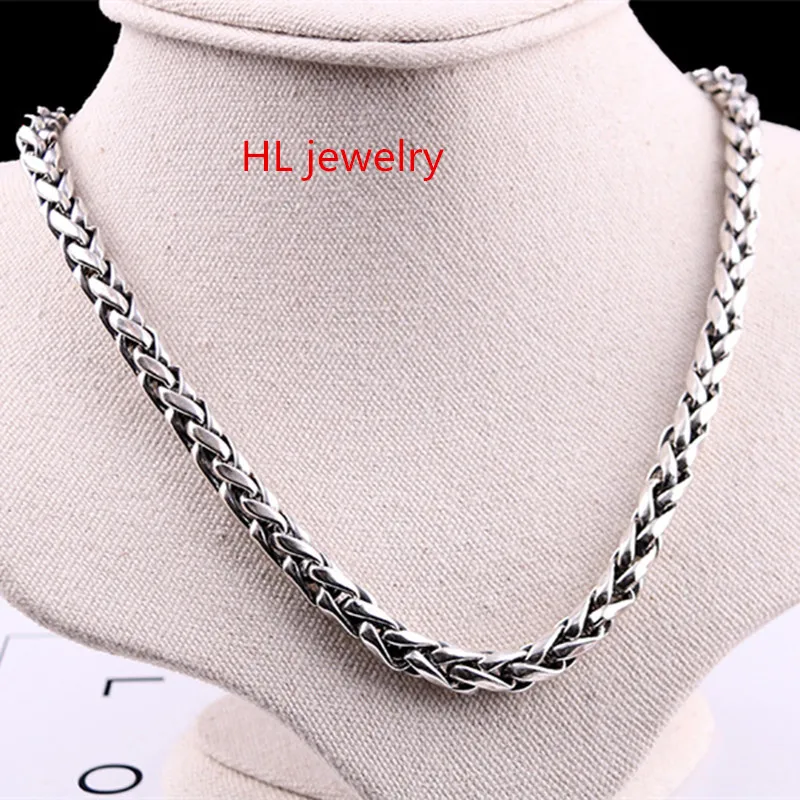 

56cm free shipping Wholesale 100% Real Pure 925 Sterling Silver Necklace 6.5MM Thick Chain Men Gift Thai silver long necklace