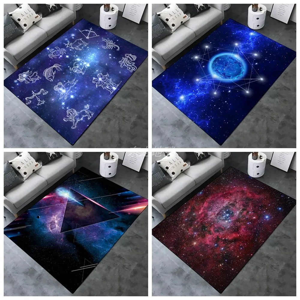 

High quality 3D Mat Universe Starry sky Carpet Pad Bedside Blanket Doormat Outdoor Prayer Parlor Home Floor Mat Anti-slip Rugs