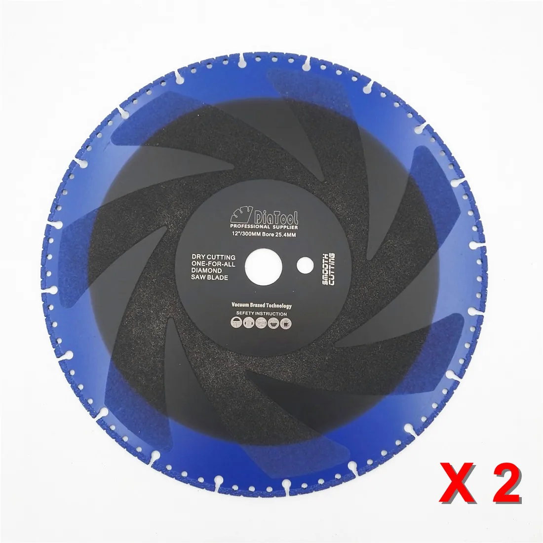 DIATOOL 2pcs 12"/300mm Vacuum Brazed Diamond Saw Blade Cutting Disc