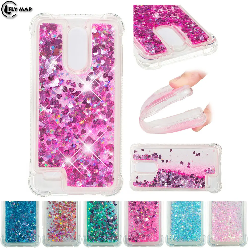 Glitter Stars Phone Cover for LG K8 2018 X210 X210EM Dynamic Liquid Quicksand Soft TPU Back Case for LG K 8 2018 LM-X210EM Case