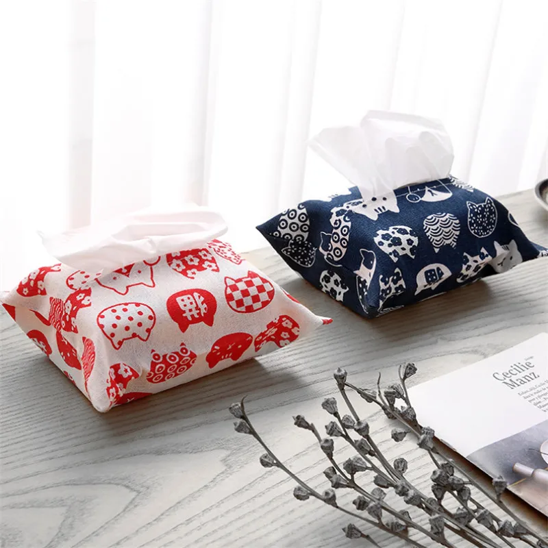 

Cartoon Animal Cotton Linen Tissue Box Towel Napkin Dispenser Storage Bag Paper Holder Cover Tissue Case Desktop Organizer