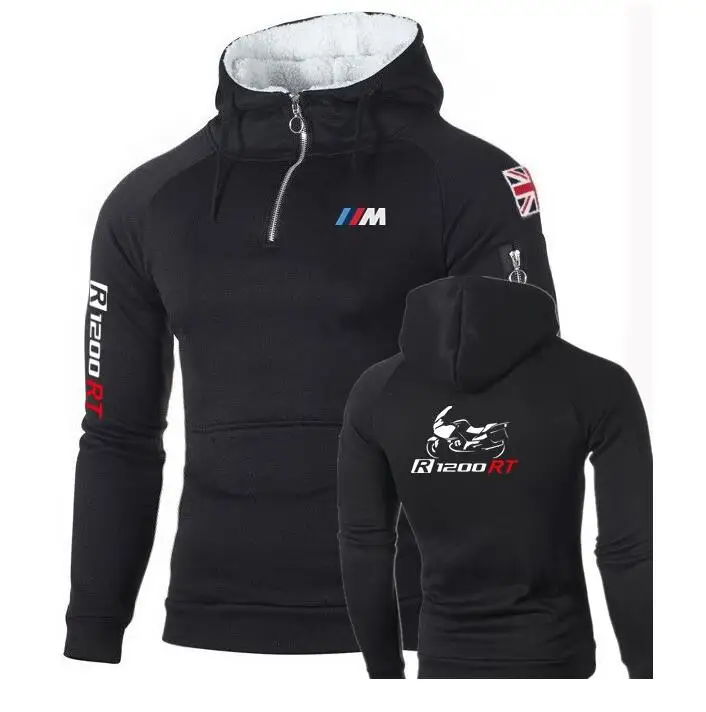 

Fleece Hoodies Men Pullover Solid Color Zipper neckline Sportswear R 1200 RT Print Sweatshirt Autumn Winter Mens Tracksuits