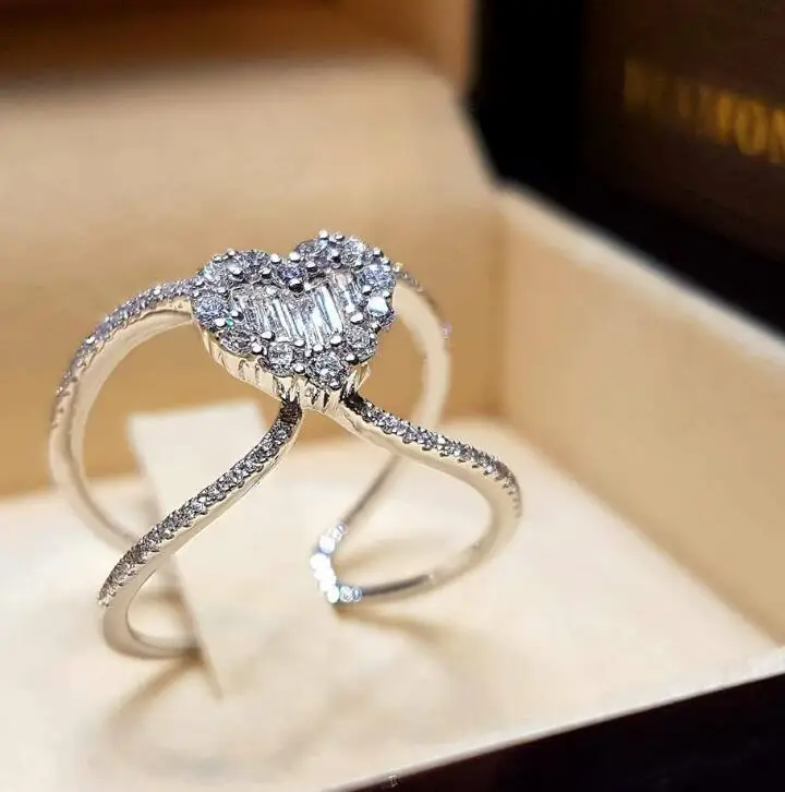 Романтическое женское маленькое кольцо в форме сердца модное свадебное пальто 925 серебряные свадебные украшения обещают обручальные кольца для влюбленных женщин
