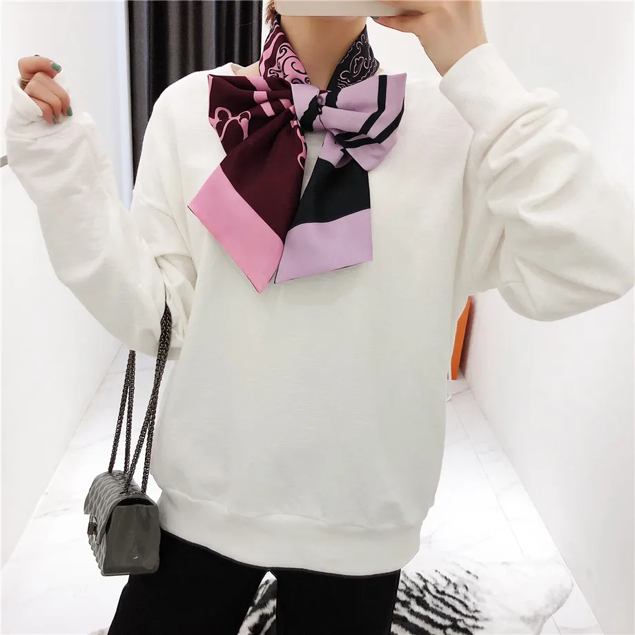 160cm Luxury Brand New Design Tassels Chain Twill Scarf Double-deck Women Scarf Head Silk Scarves Wraps Neckerchief For Ladies