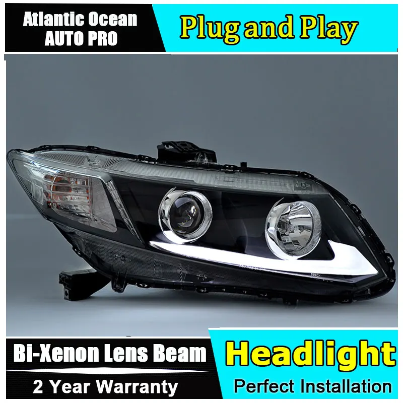 AUTO.PRO For Honda Civic headlights parking 2011 2014 For Honda Civic LED light bar DRL Bi xenon