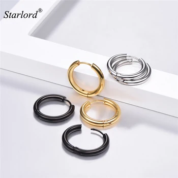 

Small Hoop Earrings Set Gold/Black Stainless Steel 14mm Simple Circle Earrings Minimalist Tiny Hoop Earrings Set 3GE3314KBH