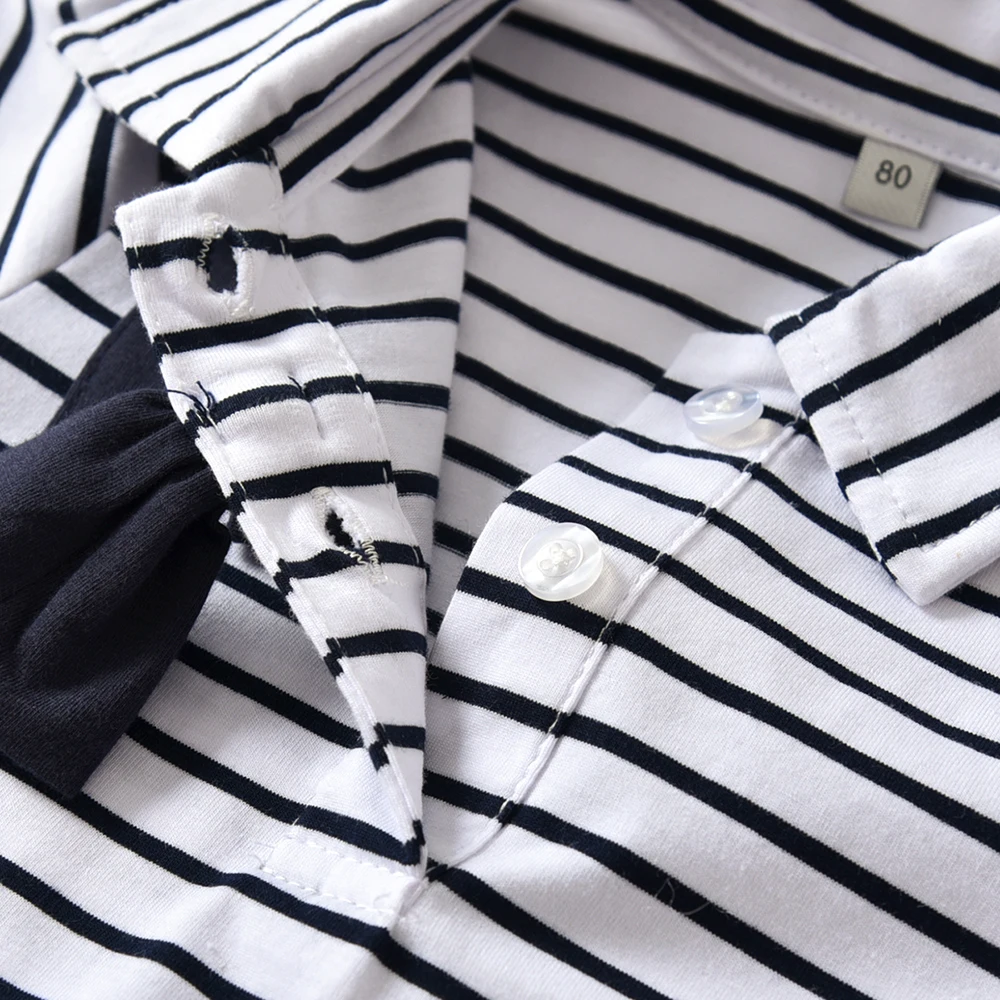 Gentleman Clothing Baby Navy Striped Climbing Suit Boy Girl Cotton Family Spring Autum Winter Baby Clothes Suit for 6-24M Baby 3