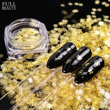

Random 90pc/Bottle Gold Snowflake Nail Art Glitter Christmas 3D Nail Sequins Metal Flakies Manicure Nail Polish Decoration CH889