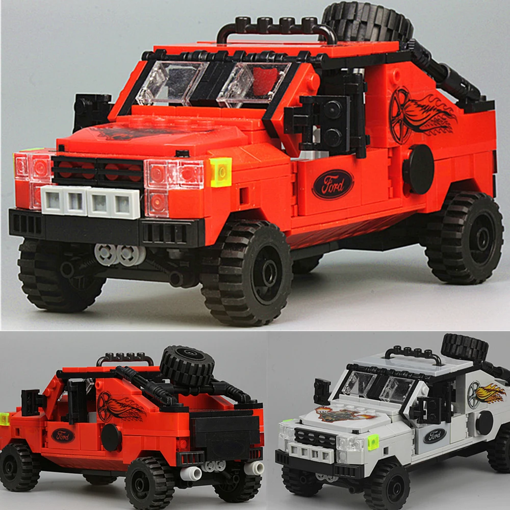 

MOC FORD F-Series F-150 Jeep Pickup Vehicle Cougar SWAT Police Falcon Commandos Marine Building Blocks Toys Gifts