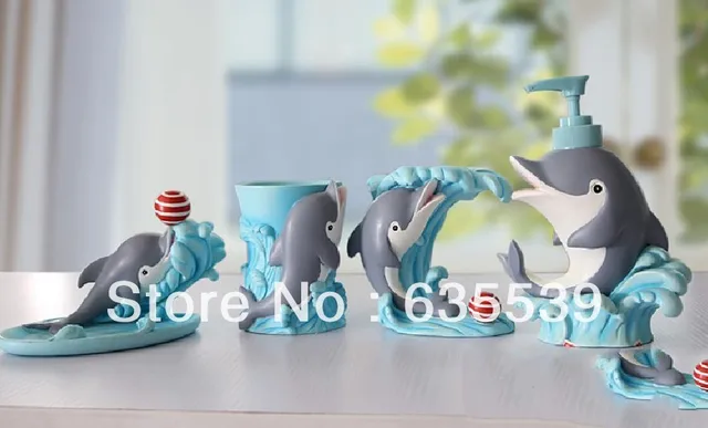 Bathroom 4pc Accessory Sets Decoration Dolphin Shell Gift Gargle Bathroom 4pc Accessory Sets Decoration Dolphin Shell Gift Gargle Cup And Tooth Holder Soap Dish