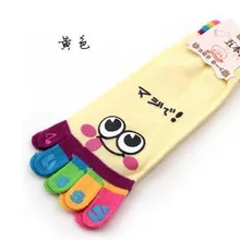 1 пара/лот,, милая мультяшная улыбка, принт, носки с пальцами, пять пальцев, Мультяшные хлопковые носки, женские хлопчатобумажные забавные носки